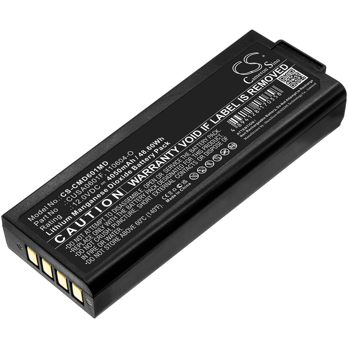 12.0V, Li-MnO2, 4050mAh, Medical battery fits Cu Medical, 110604-o, Ipad Nf1200 Saver, Ipad Nf1200 Training, 48.60Wh Medical Cameron Sino Technology Limited (Medical)