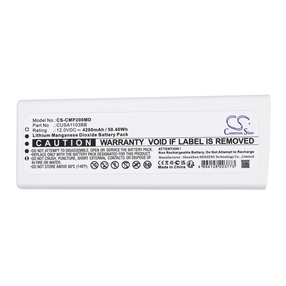 12.0v, Li-mno2, 4200mah, Medical Battery Fits CU Medical Cu-sp Serie Long, I-pad Sp1, 50.40wh Medical Cameron Sino Technology Limited (Medical)