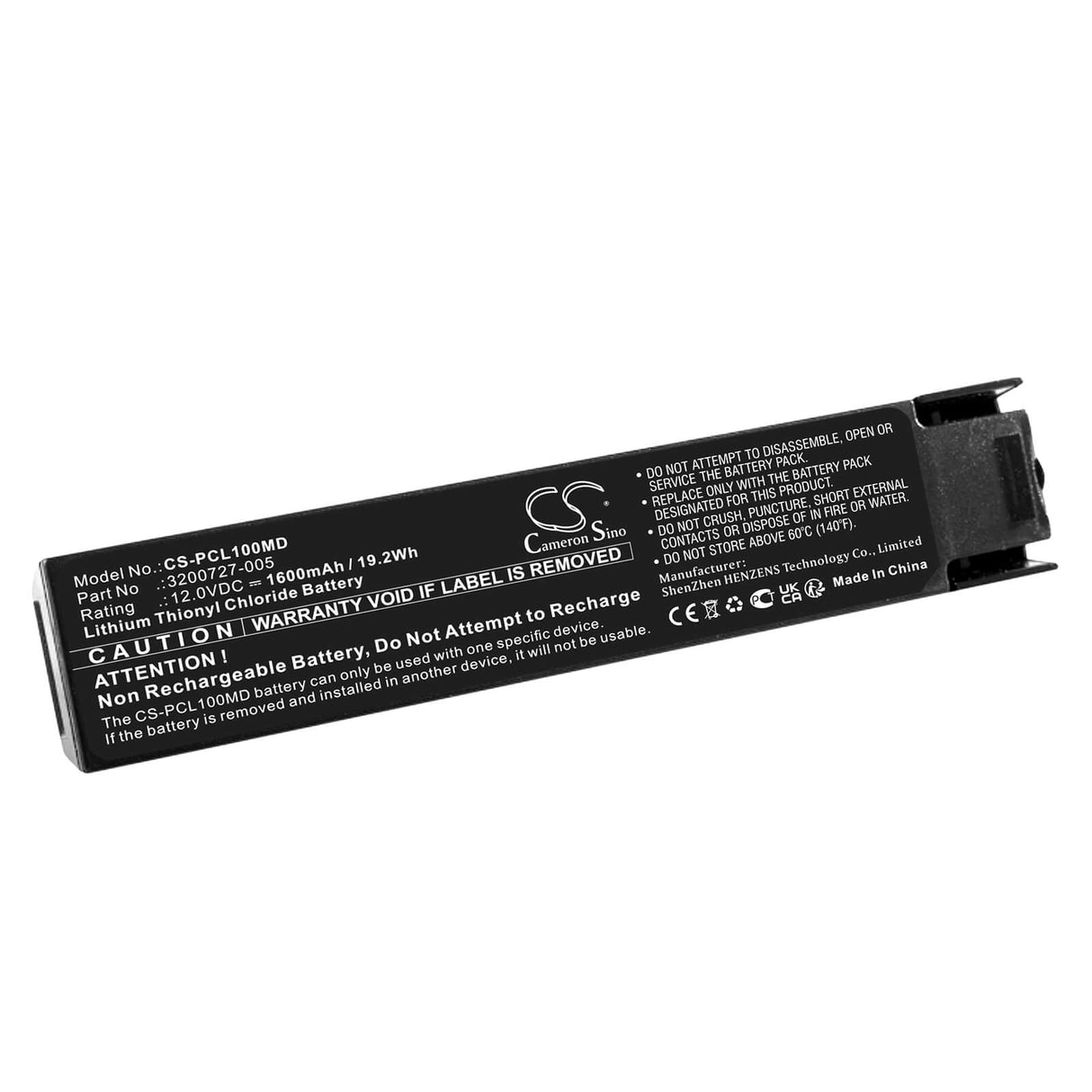 12.0V, Li-SOCl2, 1600mAh Medical Battery fits Physio-control, Express Charge-pak, Lifepak Cr Plus, 19.2Wh Medical Cameron Sino Technology Limited (Suspended)