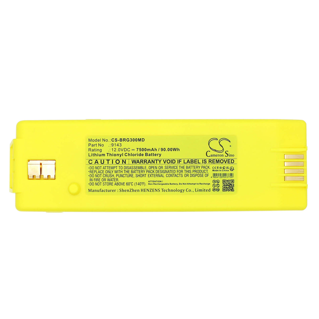 12.0V, Li-SOCl2, 7500mAh, Medical battery fits Cardiac Science, 9143, 9142, 9143, 90.00Wh Medical Cameron Sino Technology Limited (Medical)