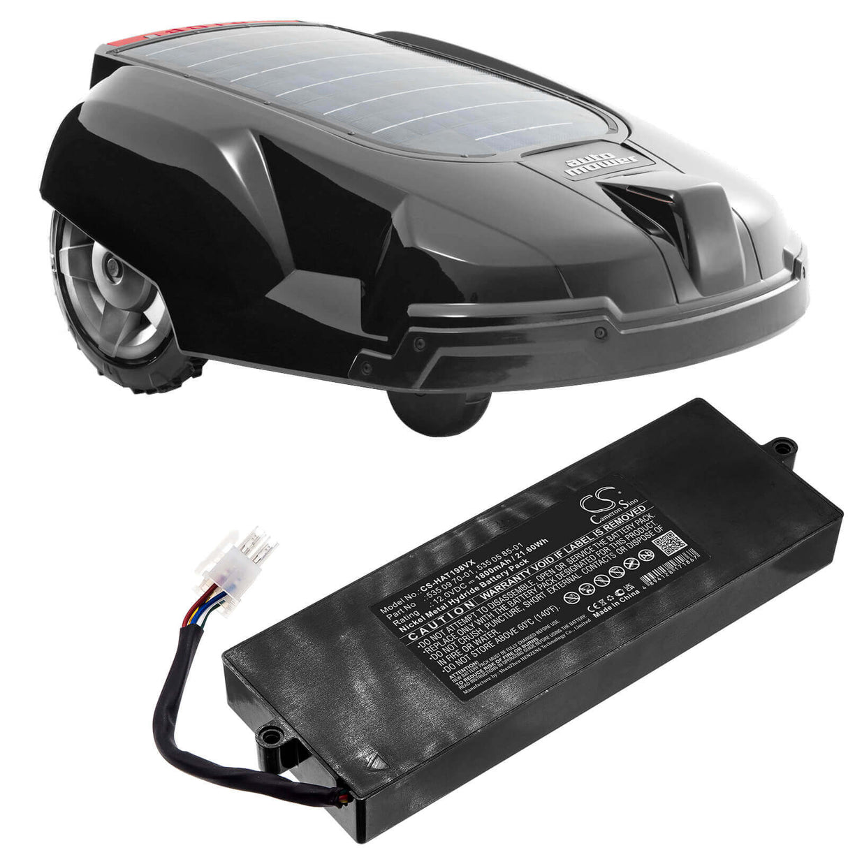 12.0V, Ni-MH, 1800mAh, Lawn Mowers battery fits Husqvarna, 535 04 06-01, Solar Mower 1999-02, Solar Mower 2000-02, 21.60Wh Lawn Mowers Cameron Sino Technology Limited