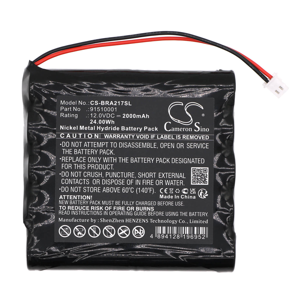 12.0V, Ni-MH, 2000mAh, Batterie d'équipement compatible Bora, 91510001, Achsmessgerät 217, Équipement 24Wh, Enquête, Test Cameron Sino Technology Limited