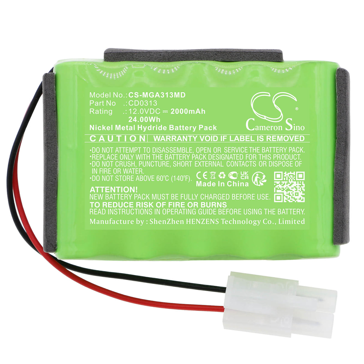 12.0V, Ni-MH, 2000mAh, Batterie médicale convient à Mangar, Cd0313, Airflo 12, 24.00Wh Médical Cameron Sino Technology Limited (Médical)