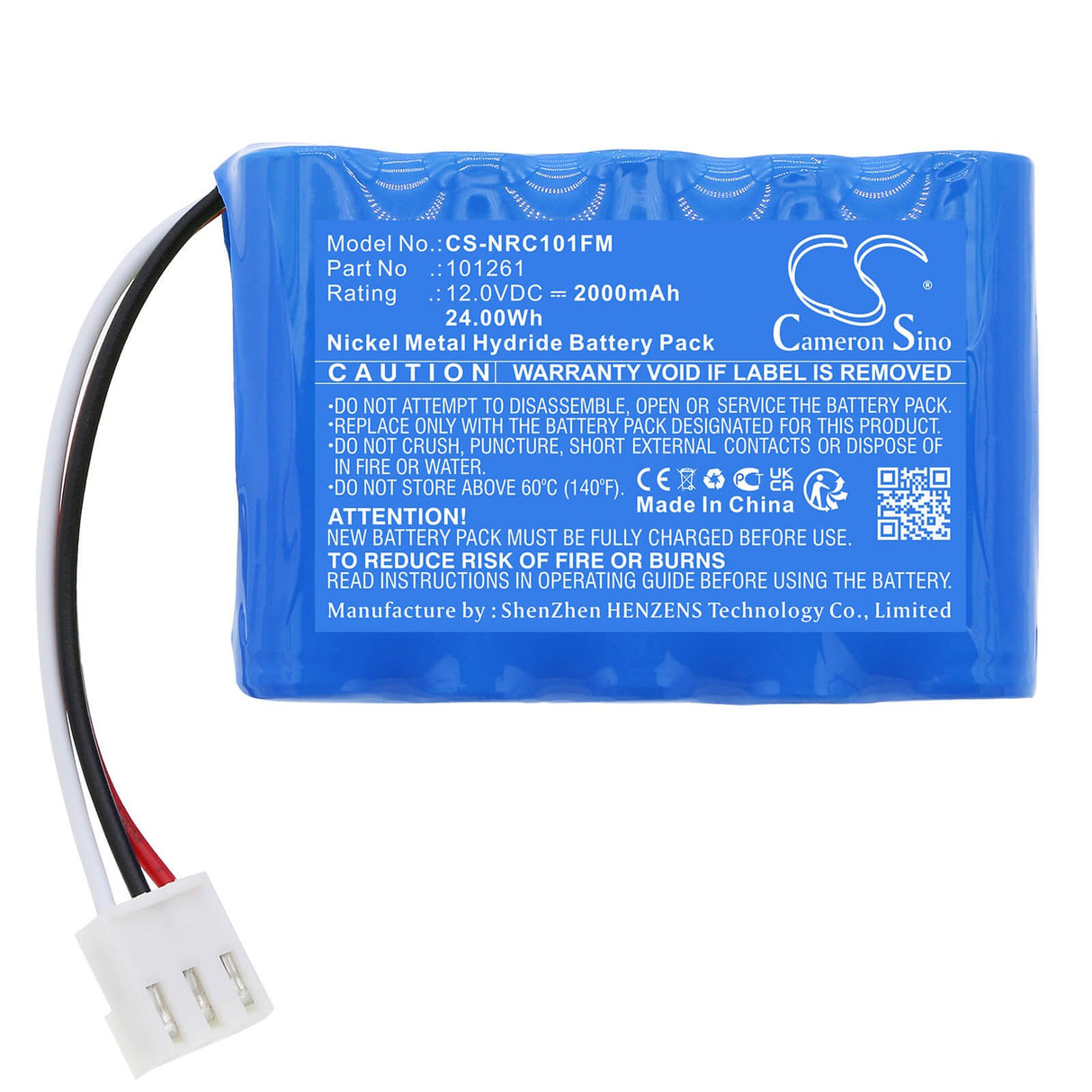 12,0V, Ni-MH, 2000mAh, batterie de sécurité marine convient à Navgard Bnwas, 101261, Dubilier Dbc101261, 24Wh dispositifs de sécurité marine et de flottabilité Cameron Sino Technology Limited