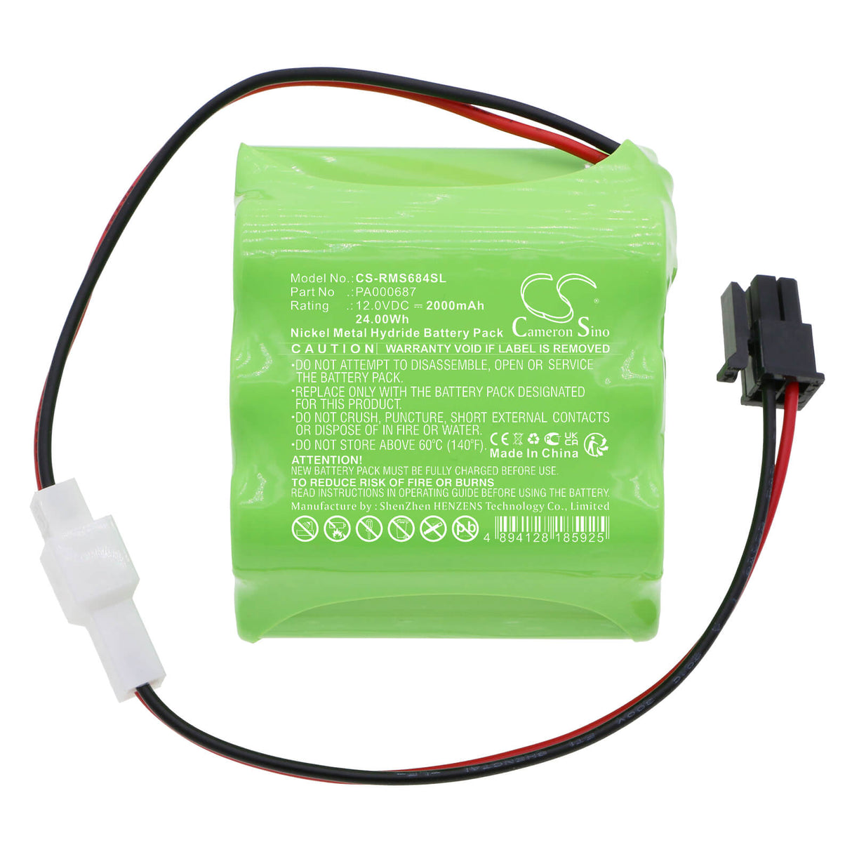 12.0V, Ni-MH, 2000mAh, batterie Smart Home compatible avec Roma, Pa000687, volet roulant, 24Wh Smart Home Cameron Sino Technology Limited