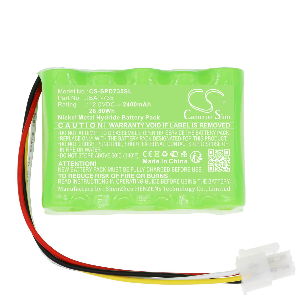 12.0V, Ni-MH, 2400mAh, Equipment battery fits Shimpo, Bat-735, DT-735 Stroboscope, 28.8Wh Equipment, Survey, Test Cameron Sino Technology Limited