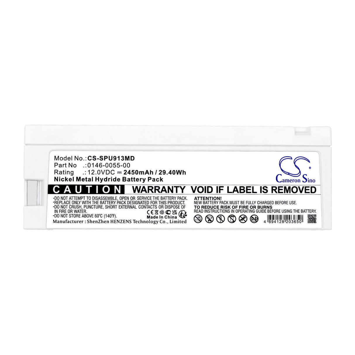12.0V, Ni-MH, 2450mAh, Medical battery fits Spacelabs, 0146-0055-00, 90367, 91369, 29.40Wh Medical Cameron Sino Technology Limited (Medical)