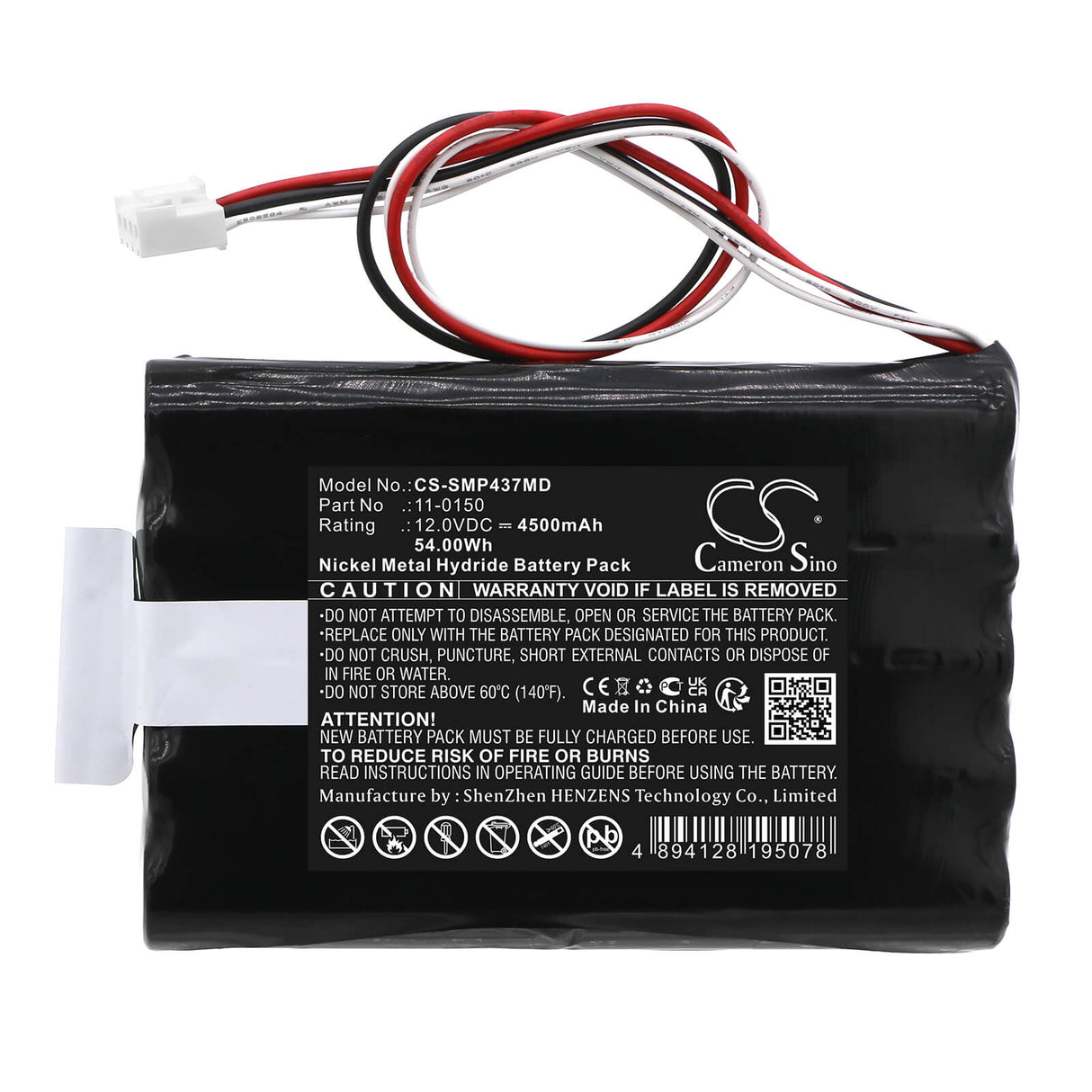 12.0V, Ni-MH, 4500mAh, Medical battery fits Mge Sam, 11-0150 Msp1437, Eps Suction Pump, 54.00Wh Medical Cameron Sino Technology Limited (Medical)