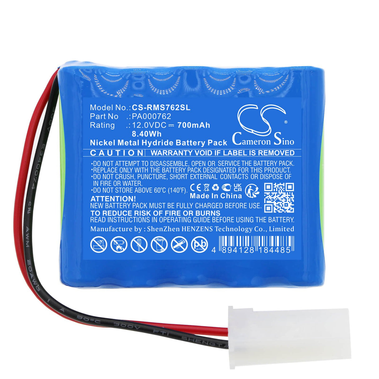 12,0V, Ni-MH, 700mAh, batterie Smart Home compatible avec Roma, 99609011, Rollladen 4511670, Rollladen Shutter 4511670, 8,4Wh Smart Home Cameron Sino Technology Limited