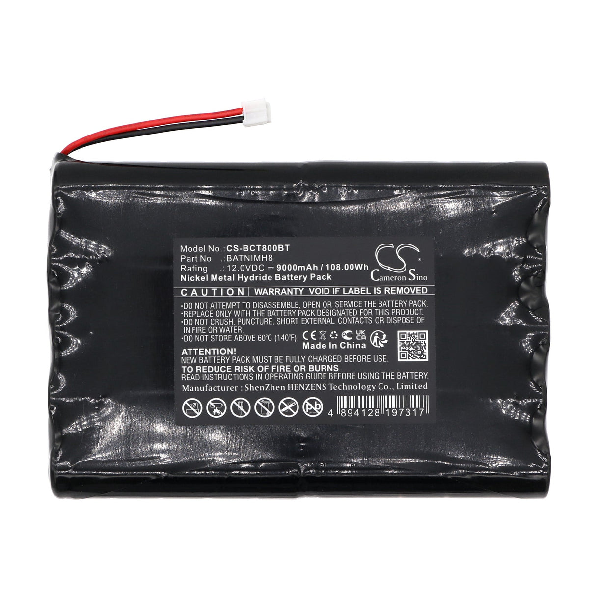 12.0v, Ni-mh, 9000mah, Alarm Battery Fits Daitem, 318-16d, 108.00wh Alarm System Cameron Sino Technology Limited (Dangerous Goods)
