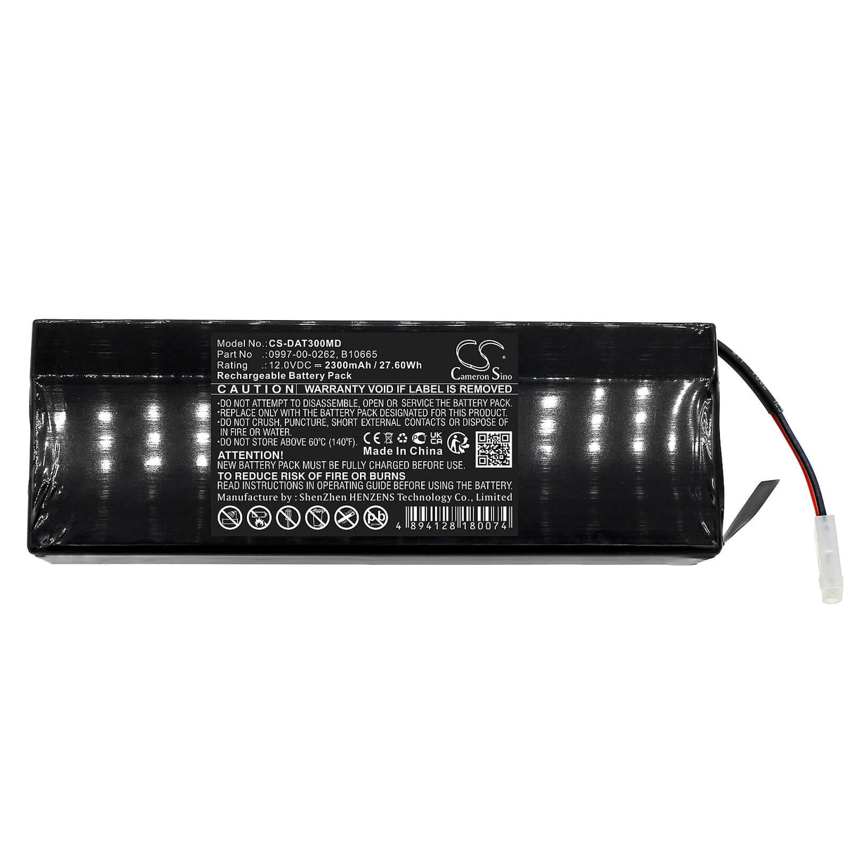 12,0V, plomb-acide scellé, 2300mAh, batterie médicale adaptée à Datascope, 0997-00-0262, Moniteur Accutorr 3, Moniteur Accutorr 3sat, 27,60Wh Medical Cameron Sino Technology Limited (Médical)