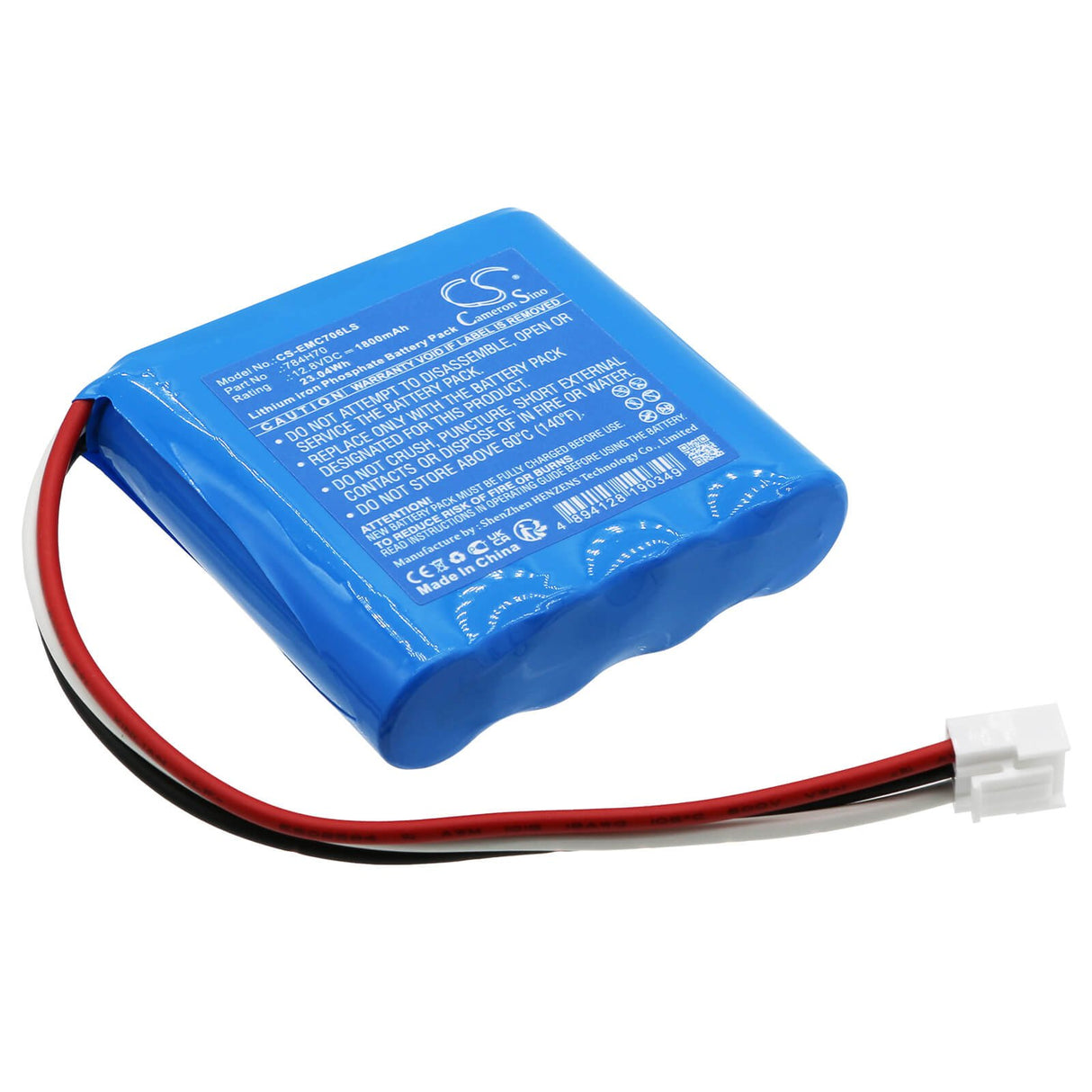 12,8V, LiFePO4, 1800mAh, batterie d'éclairage d'urgence compatible avec Dual-lite, 784h70, Dyn6i, 23,04Wh Éclairage d'urgence Cameron Sino Technology Limited