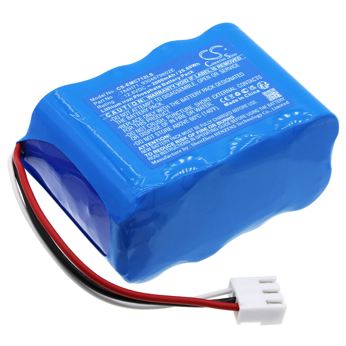 12,8V, LiFePO4, 2000mAh, Batterie d'éclairage d'urgence compatible avec Dual-lite, 784h71, Evch12, 25,60Wh Éclairage d'urgence Cameron Sino Technology Limited