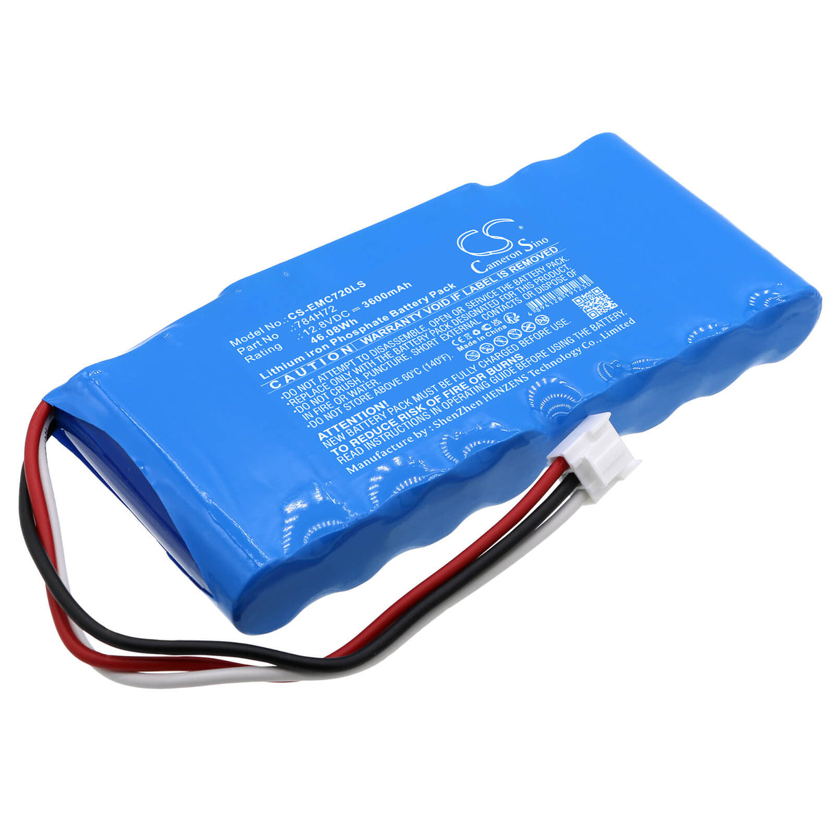 12.8V, LiFePO4, 3600mAh, Batterie d'éclairage d'urgence compatible avec Dual-lite, 784h72, Dyn12, Dyn12-06l, 46.08Wh Éclairage d'urgence Cameron Sino Technology Limited