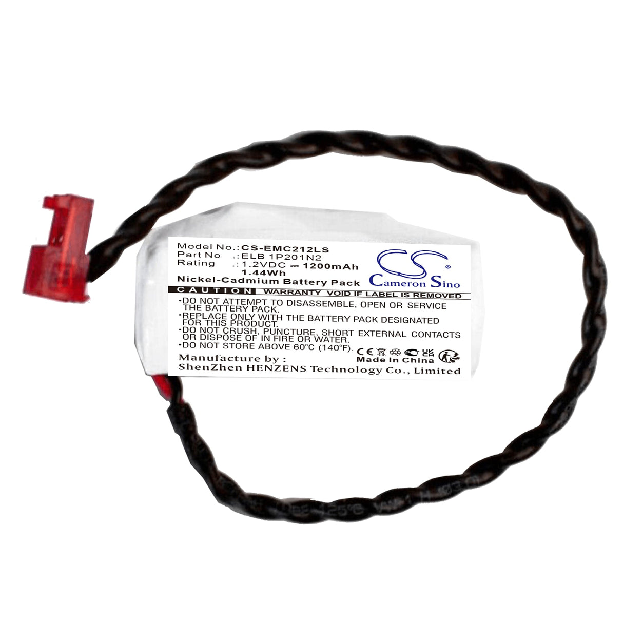 1.2V, Ni-CD, 1200mAh, batterie d'éclairage de secours compatible avec Lithonia, 1cg97, Le S 1 R 120/277 El N, Le S 1 R 120/277 El N Sd, 1.44Wh Éclairage de secours Cameron Sino Technology Limited
