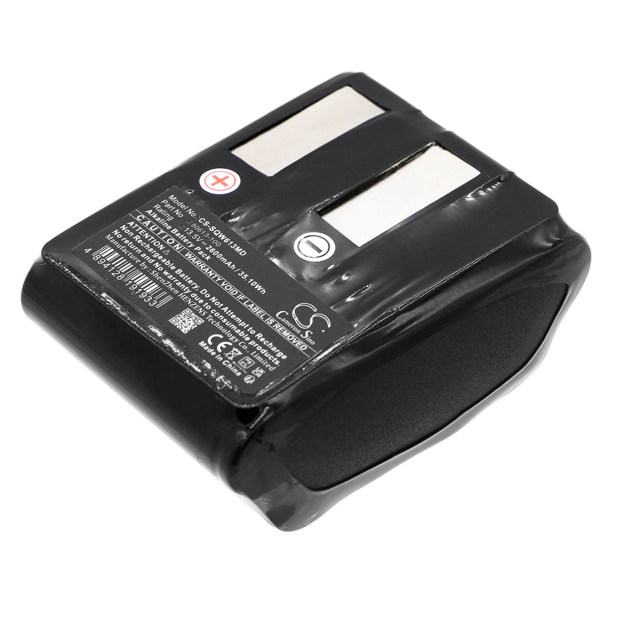 13.5V, Alcalin, 2600mAh, Batterie médicale compatible avec Sscor Quickdraw, 80613-100, Unité d'aspiration portable alimentée, Dispositif d'aspiration, 35.10Wh Medical Cameron Sino Technology Limited (Médical)