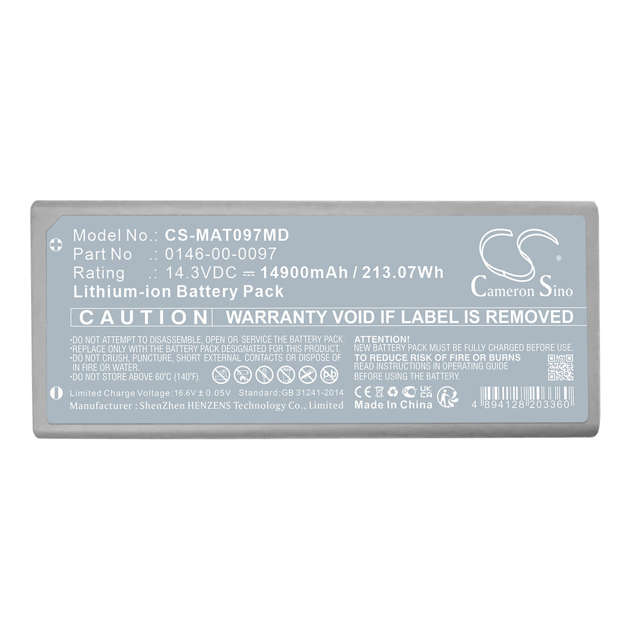 14.3V, Li-ion, 14900mAh, Medical battery fits Maquet, 0146-00-0097, Cardiosave Hybrid, 213.07Wh Medical Cameron Sino Technology Limited (Medical)