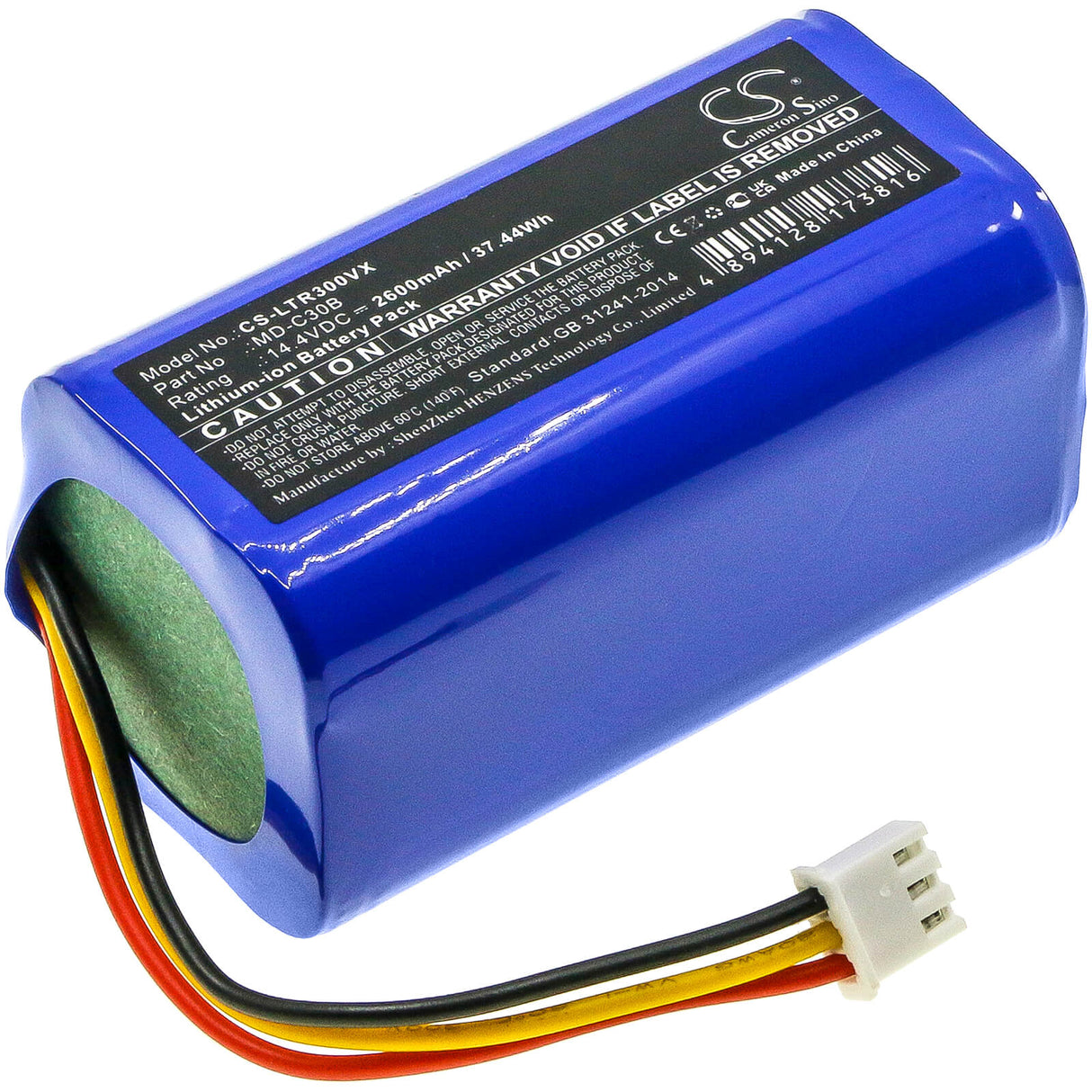 14.4V, Li-ion, 2600mAh, Vacuum battery fits Proscenic, Panda, Bluebot Xsmart, Bpk-vcbb1xb, Bpk-vcbb1xbn, 37.44Wh Vacuum Cameron Sino Technology Limited
