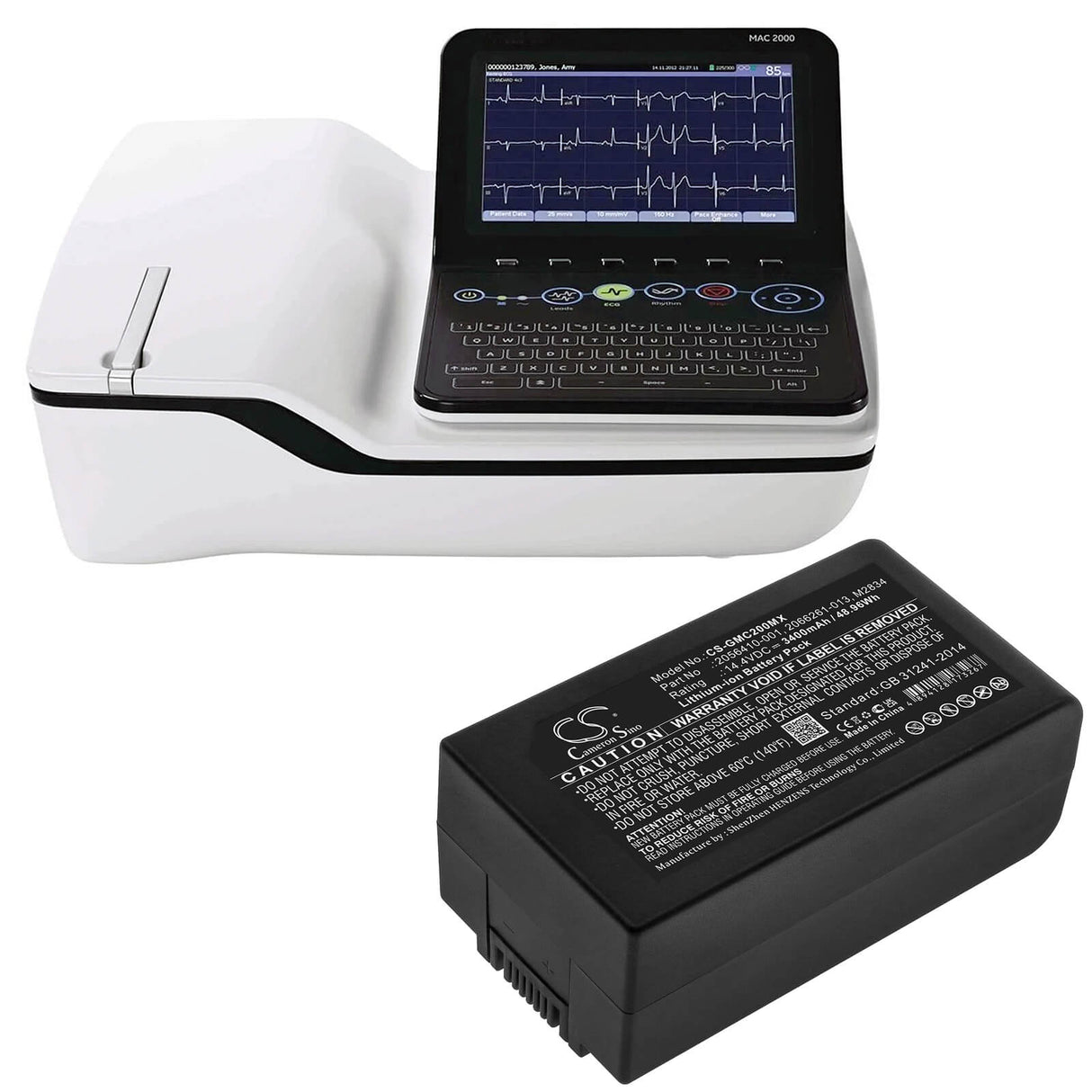 14.4V, Li-ion, 3400mAh, Medical battery fits Ge, 2056410-001, Ekg Recorder Mac 2000, Mac 2000, 48.96Wh Medical Cameron Sino Technology Limited (Medical)