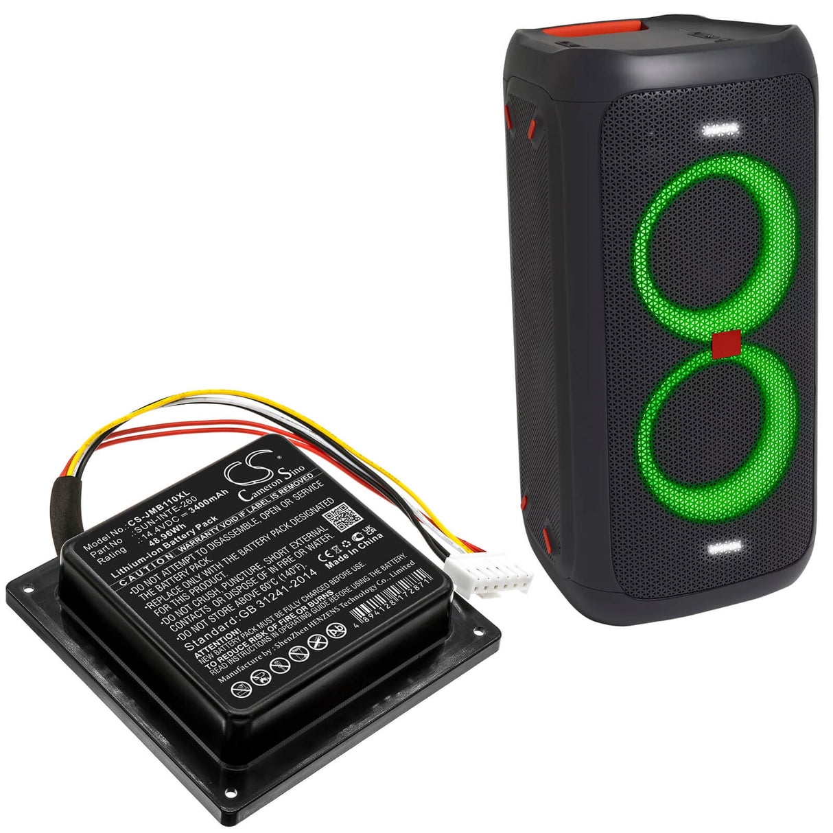 14.4V, Li-ion, 3400mAh, Speaker battery fits Jbl, Partybox 100, R21-5, 48.96Wh Speaker Cameron Sino Technology Limited