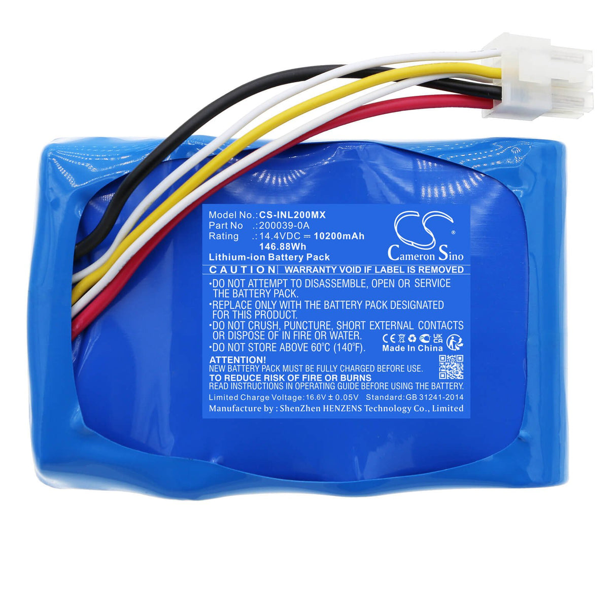 14,4V, Li-ion, 10200mAh, Batterie médicale compatible avec Inova Labs, 200039-0a, Machine à oxygène, 146,88Wh Cameron Sino Technology Limited (Médical)