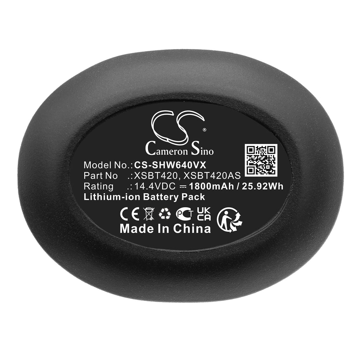 14.4V, Li-ion, 1800mAh, Vacuum battery fits Shark, Qv410qbk, Qv410qbl, Qv410qcp, 25.92Wh Vacuum Cameron Sino Technology Limited