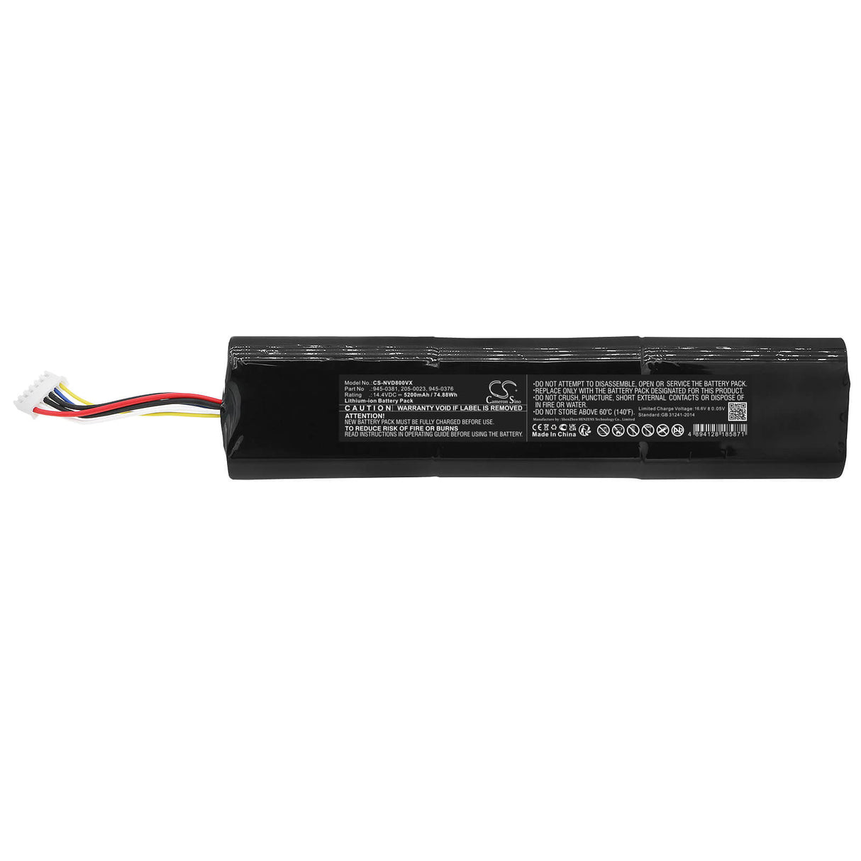 14.4V, Li-ion, 5200mAh, Vacuum battery fits Neato, 905-0596, 945-0356, 945-0373, 74.88Wh Vacuum Cameron Sino Technology Limited