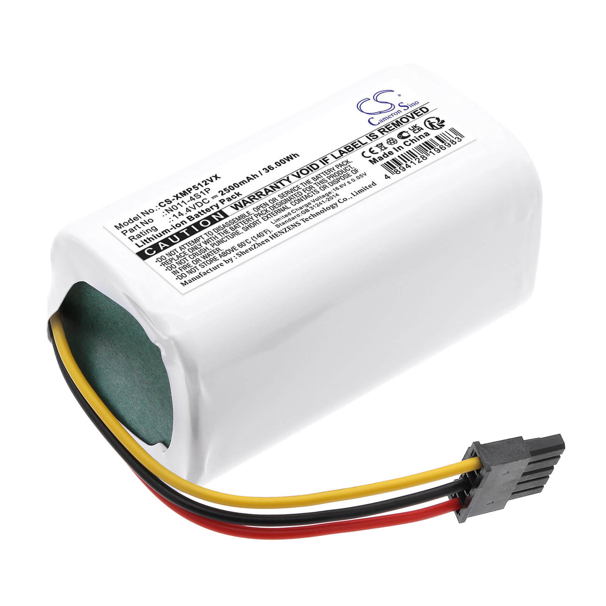 14.4V, Li-ion, 2500mAh, Vacuum battery fits Xiaomi, 42621, Bhr5217eu, Mi Robot Vacuum Mop 2 Lite, 36.0Wh Vacuum Cameron Sino Technology Limited