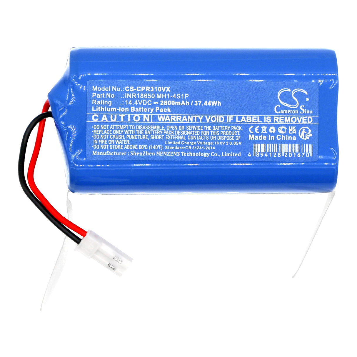 14.4V, Li-ion, 2600mAh, Battery fits Concept, Vr3000, Vr3100, 37.44Wh Vacuum Cameron Sino Technology Limited