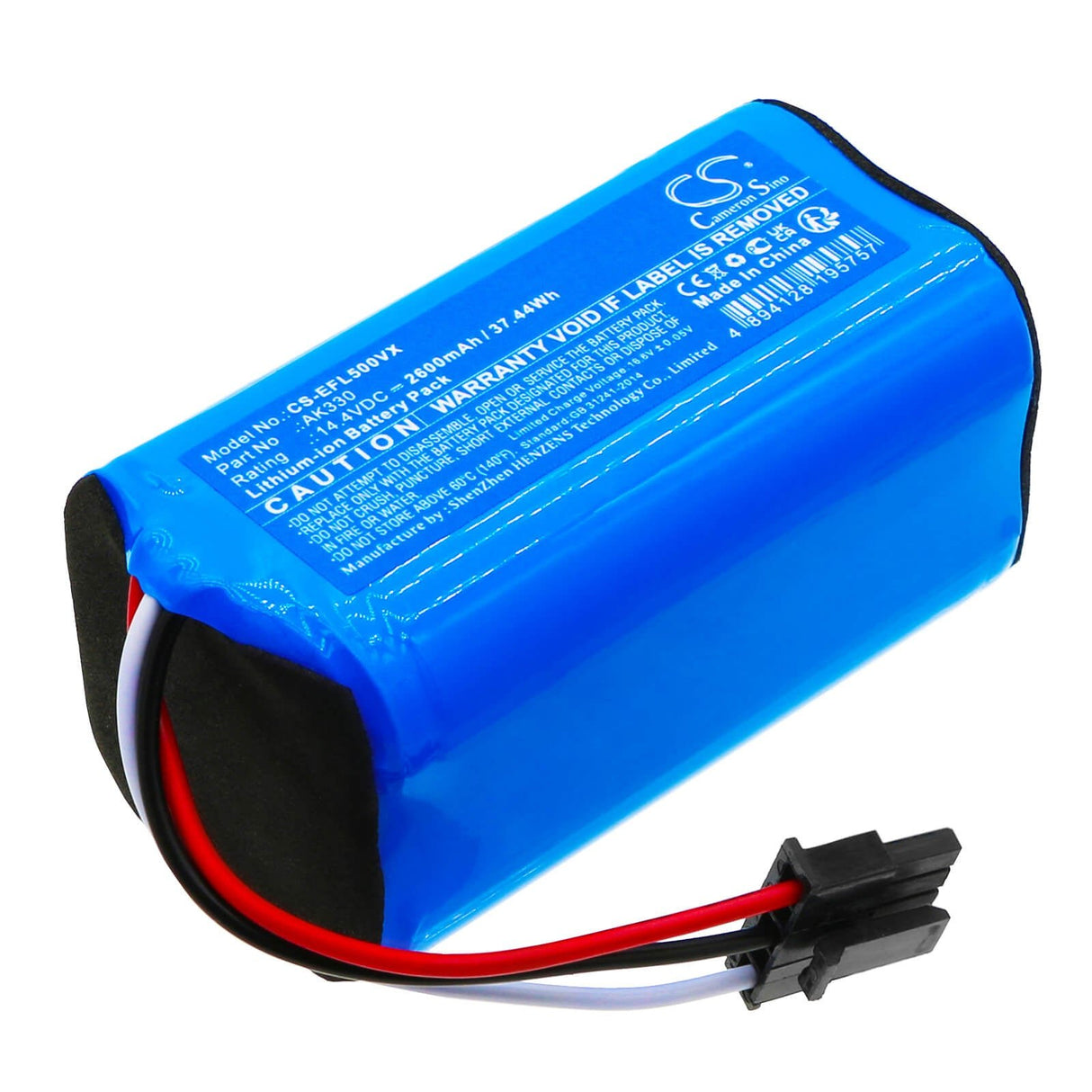 14.4V, Li-ion, 2600mAh, Vacuum battery fits Eufy, L50, L60, L60 Hybrid, 37.44Wh Vacuum Cameron Sino Technology Limited