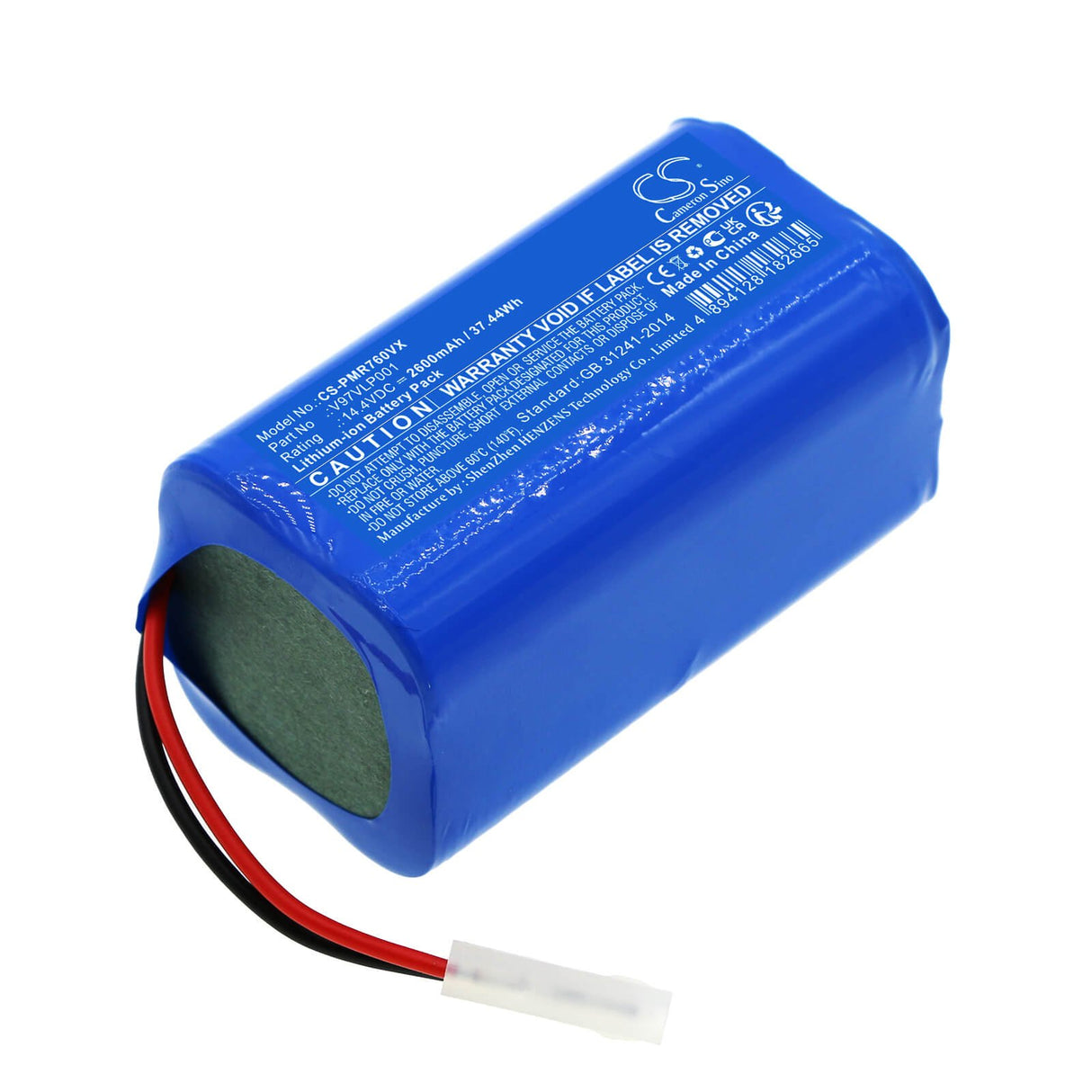 14.4V, Li-ion, 2600mAh, Vacuum battery fits Robojet, Panasonic, Mc-8r76c, Mc-8r76d, Mc-rs753, 37.44Wh Vacuum Cameron Sino Technology Limited