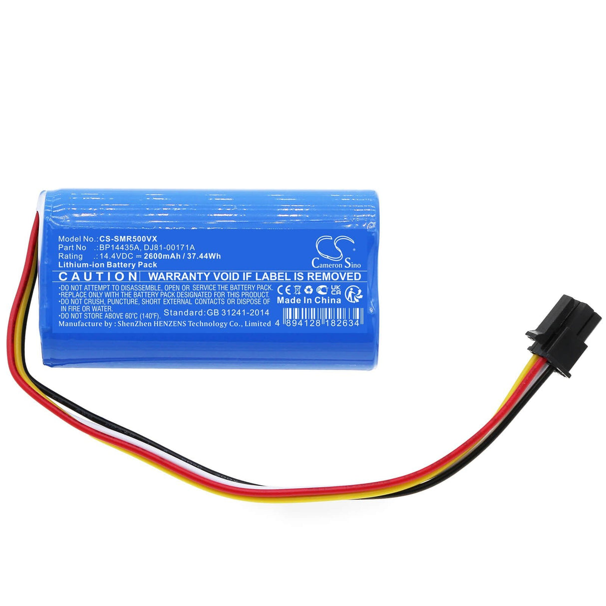 14.4V, Li-ion, 2600mAh, Vacuum battery fits Eureka, Ursus Trotter, I5, 37.44Wh Vacuum Cameron Sino Technology Limited