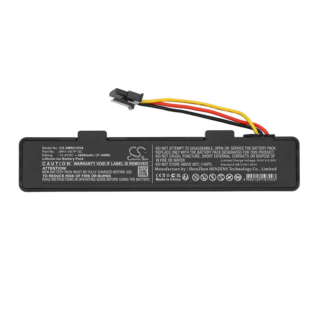 14.4V, Li-ion, 2600mAh, Vacuum battery fits Xiaomi, Viomi, Jx37 Sweeper, 37.44Wh Vacuum Cameron Sino Technology Limited