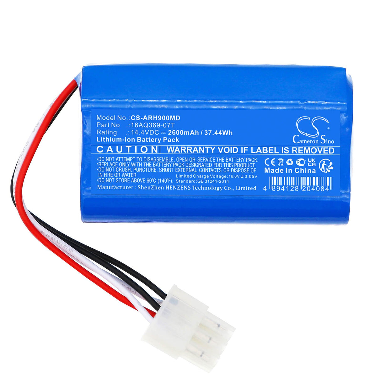 14.4V, Li-ion, 2600mAh, Batterie médicale compatible avec Arjo, 16aq369-07t, Flowtron Acs900, 37.44Wh Medical Cameron Sino Technology Limited (Médical)