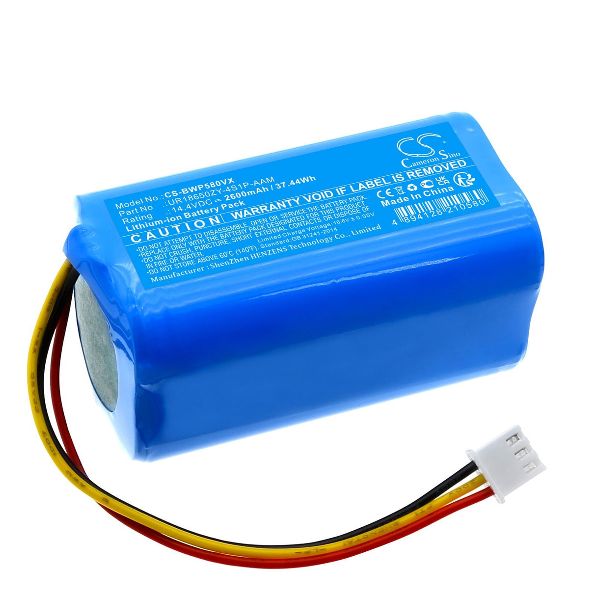 14.4V, Li-ion, 2600mAh, Vacuum battery fits Bobsweep, Bob Pethair Plus, Bob Pethair Slam, 37.44Wh Vacuum Cameron Sino Technology Limited