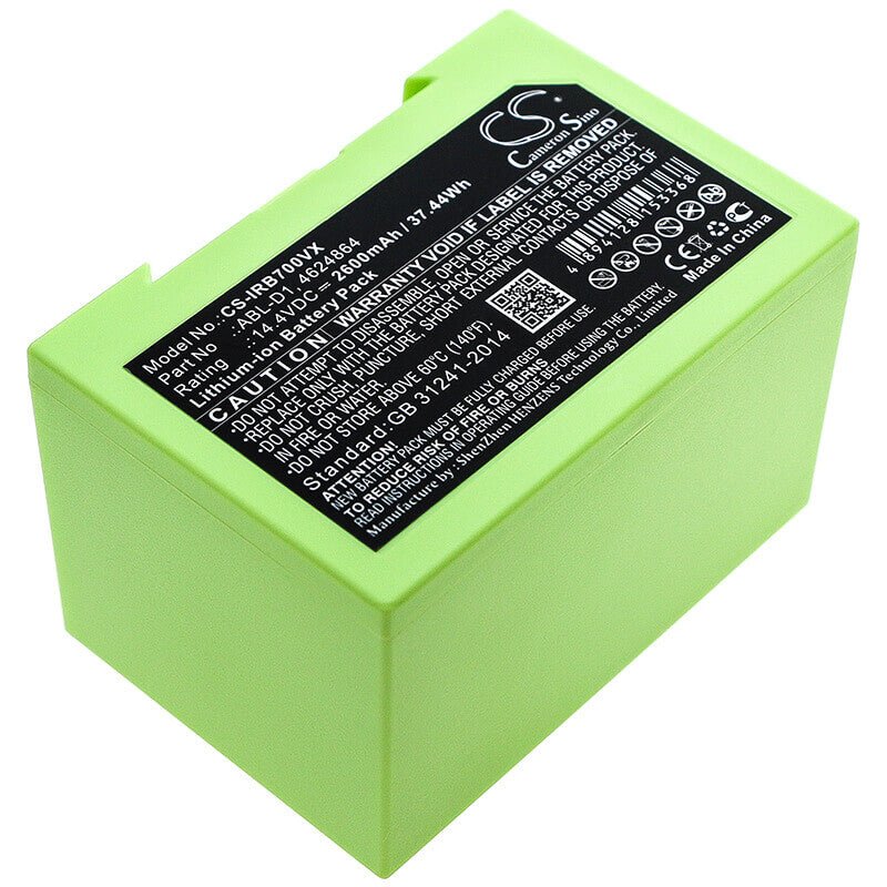 14.4V, Li-ion, 2600mAh, Vacuum battery fits Irobot, 5150, 7150, 7550, 37.44Wh Vacuum Cameron Sino Technology Limited