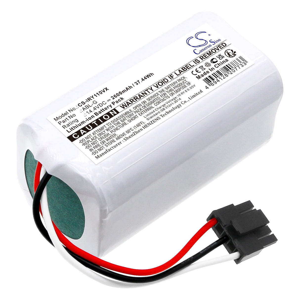 14.4V, Li-ion, 2600mAh Vacuum Battery fits Irobot, Roomba Combo Essential, Roomba Combo Essential Vacuum, 37.44Wh Vacuum Cameron Sino Technology Limited