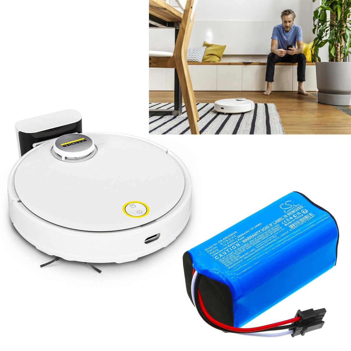 14.4V, Li-ion, 2600mAh, Vacuum battery fits Karcher, 9.778-214.0, Rcv 2, Rcv 3, 37.44Wh Vacuum Cameron Sino Technology Limited