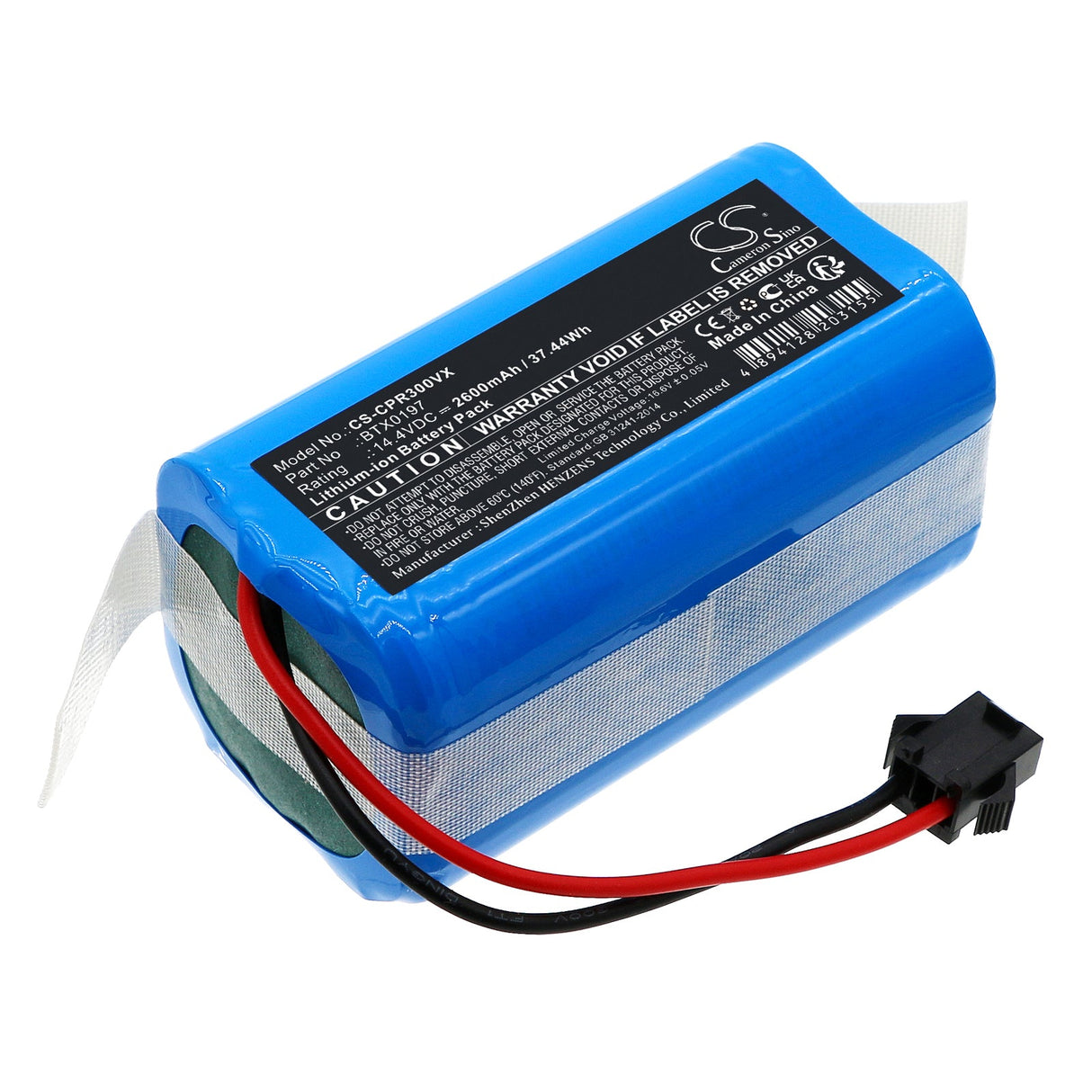 14.4v, Li-ion, 2600mah, Vacuum battery Fits Vr3000, Vr3100, 37.44wh Vacuum Cameron Sino Technology Limited