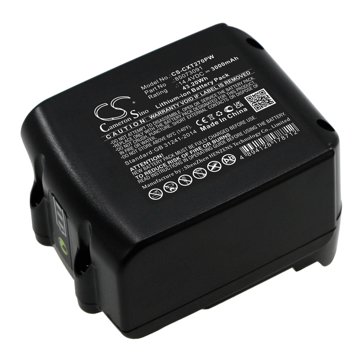 14,4V, Li-ion, 3000mAh, batterie pour outils de cerclage compatible avec Columbia, 85073091, Gt-h, Lst 270, 43,2Wh Outils de cerclage Cameron Sino Technology Limited