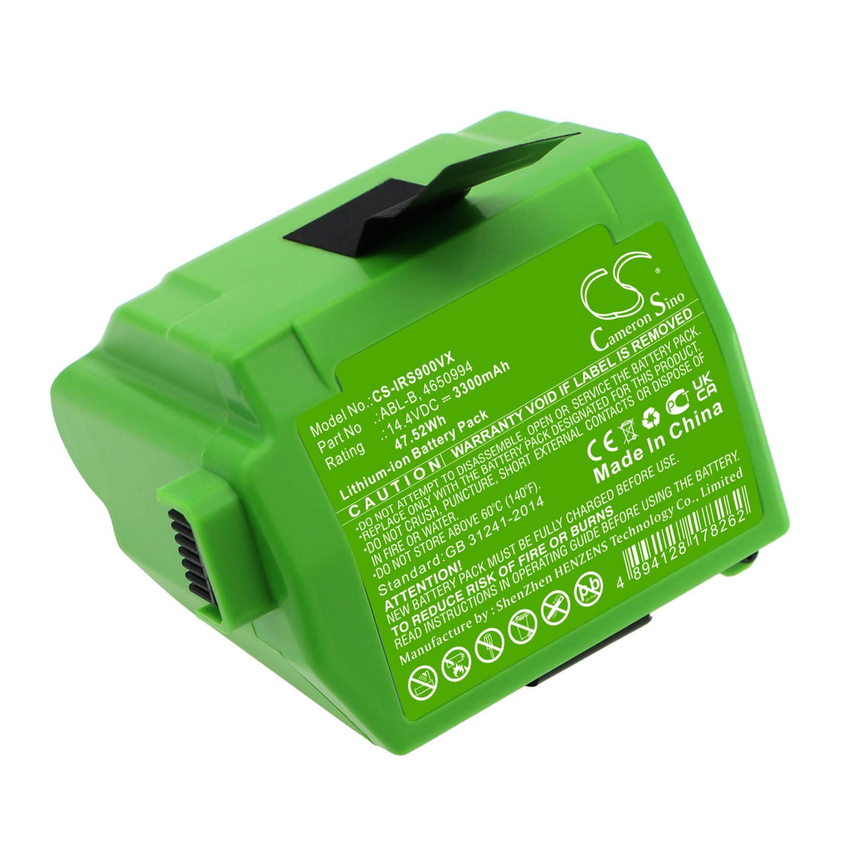 14.4V, Li-ion, 3300mAh, Vacuum battery fits Irobot, Roomba S9, Roomba S9+, S955020, 47.52Wh Vacuum Cameron Sino Technology Limited