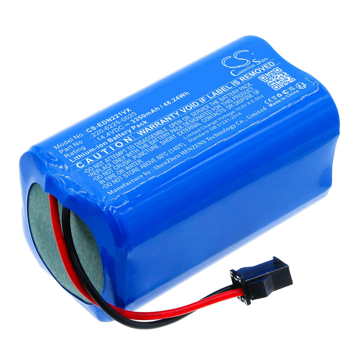 14.4V, Li-ion, 3350mAh, Vacuum battery fits Prixton, Ultenic, D83, Deebot U2, Deebot U2 Pro, 48.24Wh Vacuum Cameron Sino Technology Limited