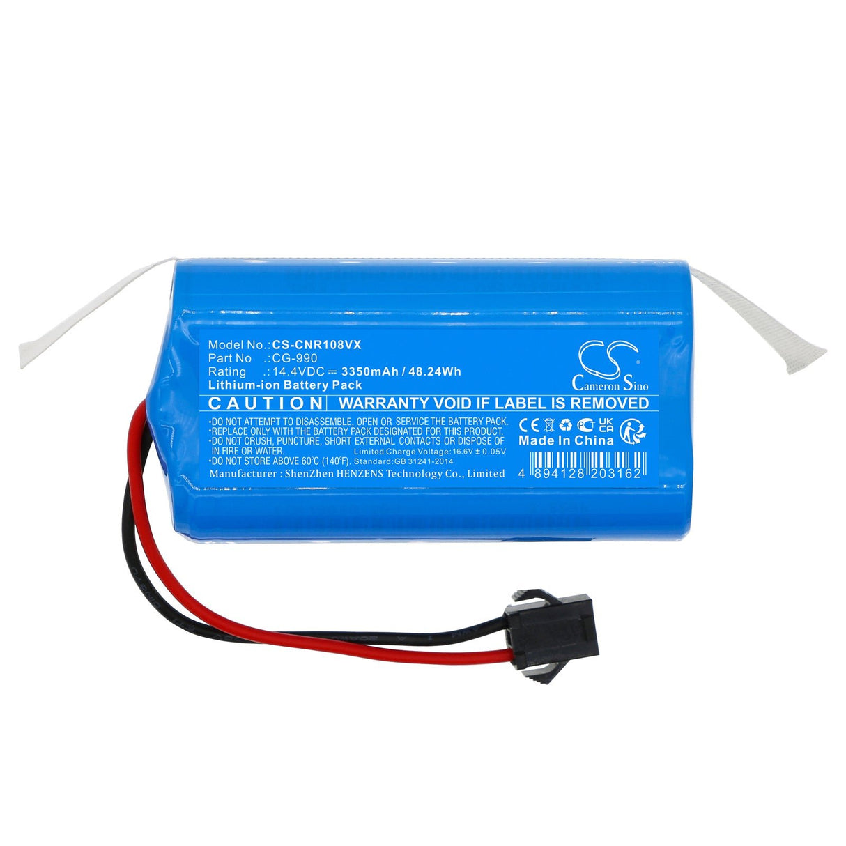 14.4v, Li-ion, 3350mah, Vacuum battery Fits Cleaner 1020, Cleaner 1080, 48.24wh Vacuum Cameron Sino Technology Limited