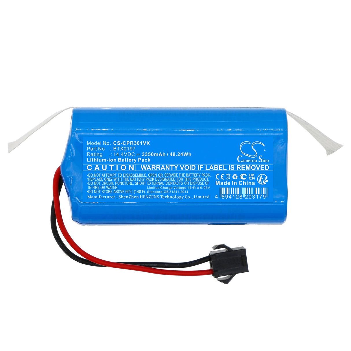 14.4v, Li-ion, 3350mah, Batterie d'aspirateur compatible Vr3000, 48.24wh Aspirateur Cameron Sino Technology Limited
