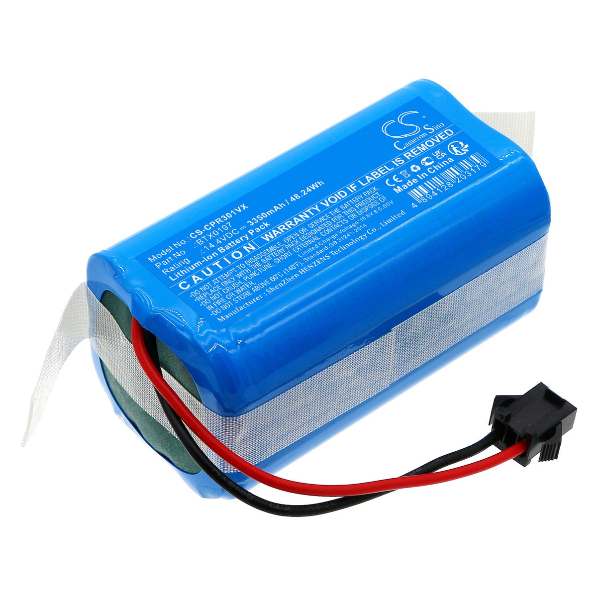 14.4v, Li-ion, 3350mah, Batterie d'aspirateur compatible Vr3000, 48.24wh Aspirateur Cameron Sino Technology Limited