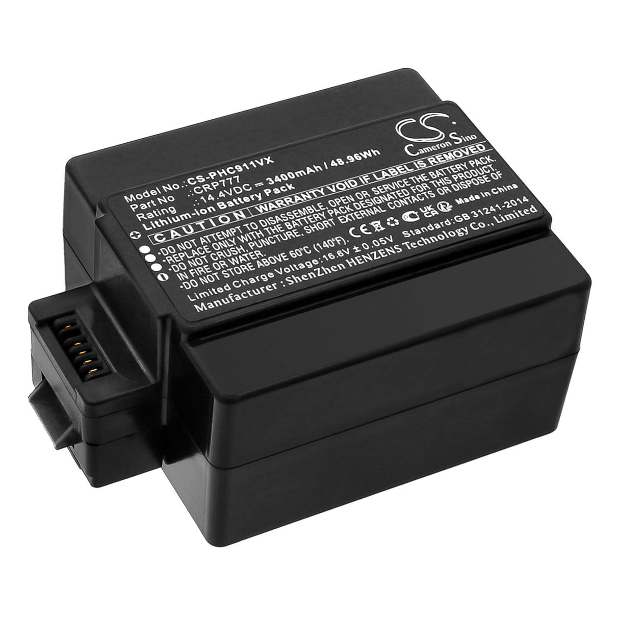 14.4v, Li-ion, 3400mah, Vacuum Battery Fits Iclebo & Philips Free, Plus, 48.96wh Vacuum Cameron Sino Technology Limited