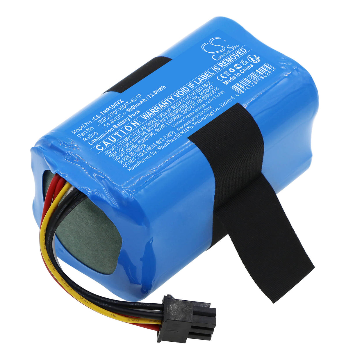 14.4v, Li-ion, 5000mah, Vacuum battery fits 360, S10, X100, 72.00wh Vacuum Cameron Sino Technology Limited