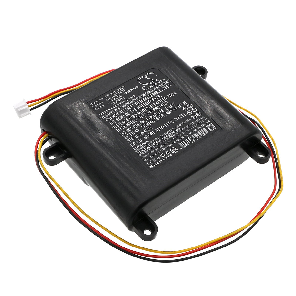 14.4V, Li-ion, 5000mAh, Vacuum battery fits Hobot, Legee 7, Legee D7, 72.00Wh Vacuum Cameron Sino Technology Limited