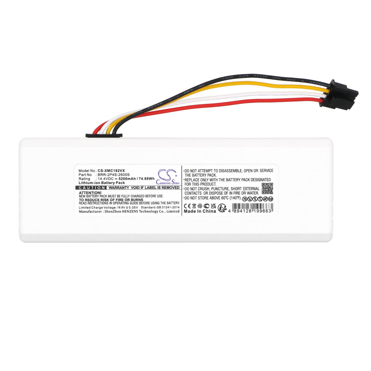 14.4V, Li-ion, 5200mAh,Vacuum Battery fits Dreame, Mc1808, 74.88Wh Vacuum Cameron Sino Technology Limited