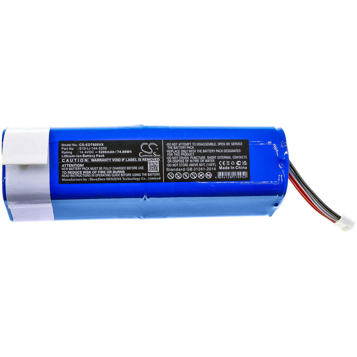 14.4v, Li-ion, 5200mah, Vacuum battery Fit's Ecovacs, Dbx11-11/21, Deebot T8, Deebot T8 Aivi Max Power, 74.88wh Vacuum Cameron Sino Technology Limited